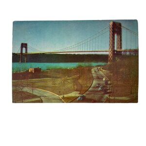Vintage Postcard George Washington Bridge u Lumitone Prolacprint Brown Bros Phot